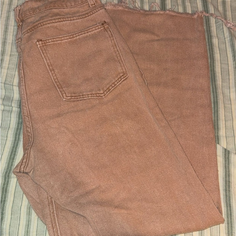 Brown Frayed Hem Jeans